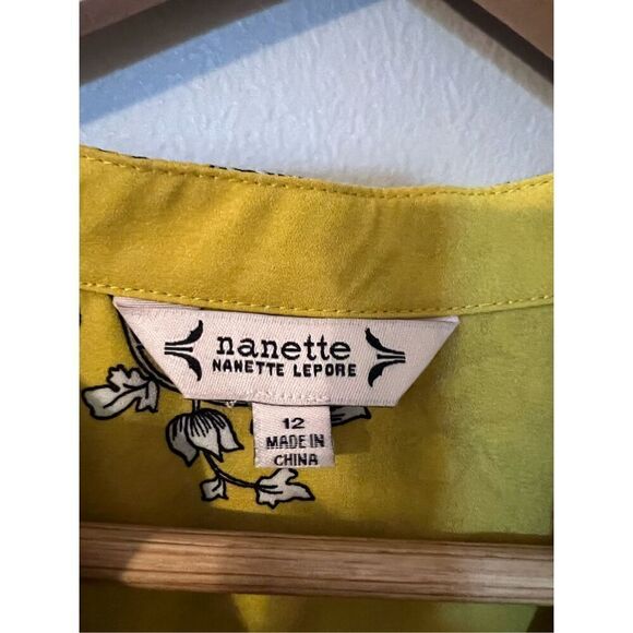 Nanette Lepore Women’s Size 12 Printed 3:4 Sleeve Shirt Dress Mustard Yellow NWT - Picture 14 of 16